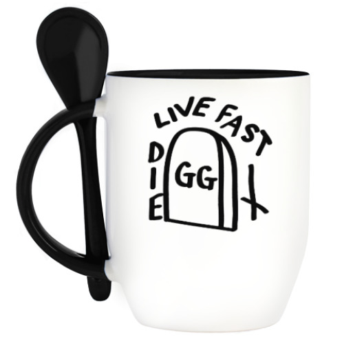 Кружка с ложкой GG Allin: Live fast die