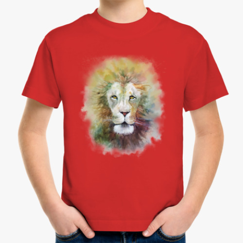 Детская футболка Лев, акварель