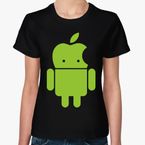 Женская футболка Андроид голова-яблоко