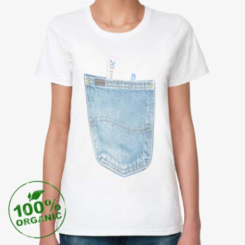 Женская футболка из органик-хлопка Джинсовый карман