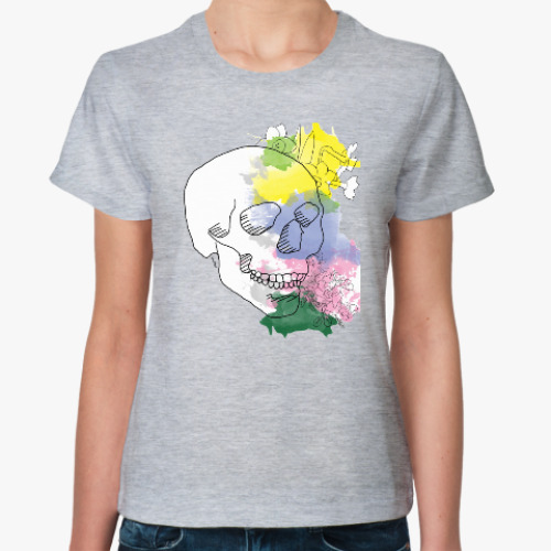 Женская футболка .Майский череп