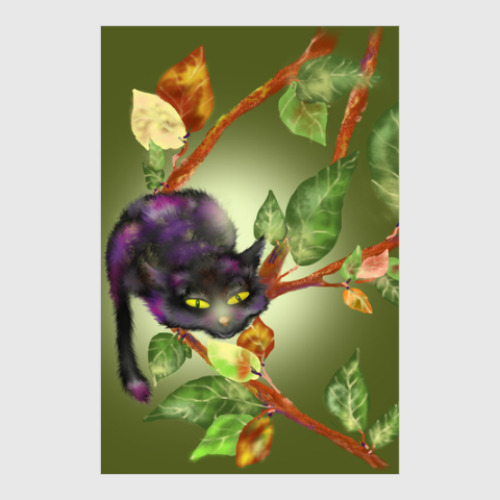 Постер Кошка на ветке