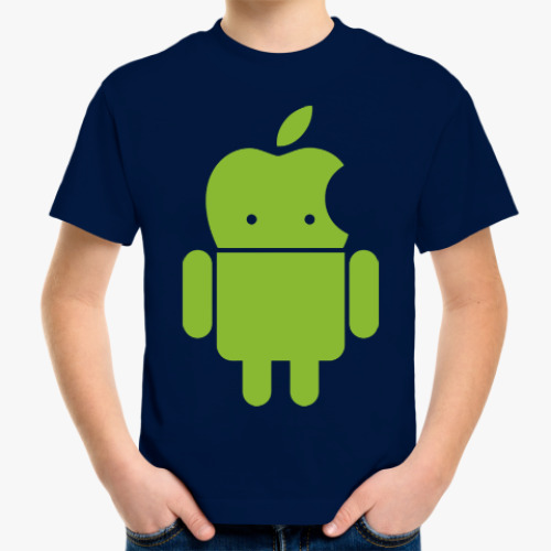 Детская футболка Андроид голова-яблоко
