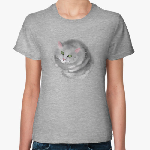 Женская футболка Серый кот, кошка