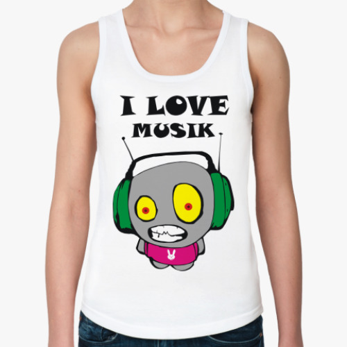 Женская майка I love musik