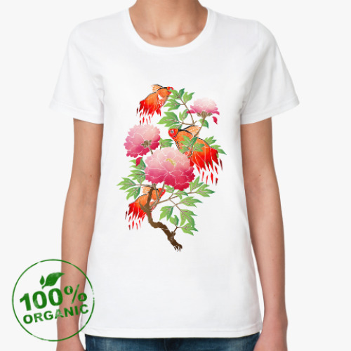 Женская футболка из органик-хлопка Цветы и рыбки