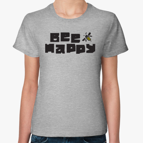 Женская футболка  Bee happy