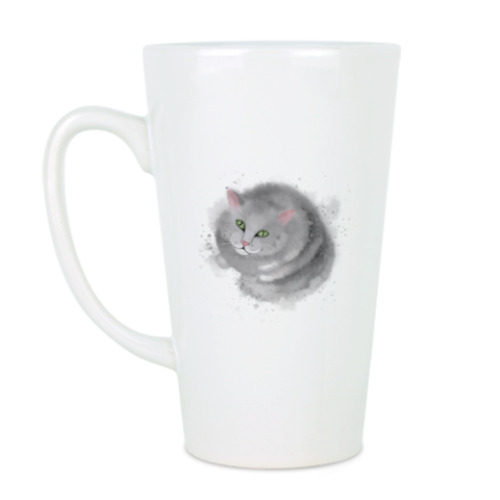 Чашка Латте Серый кот, кошка