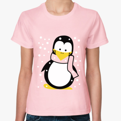 Женская футболка  Зимний пингвин