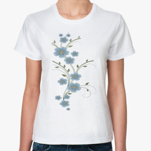 Классическая футболка Синие цветы