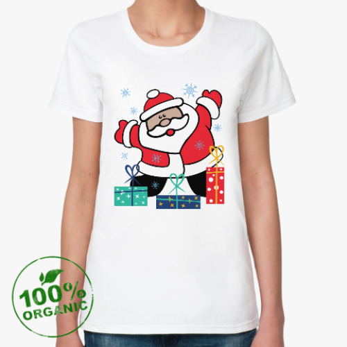 Женская футболка из органик-хлопка Дед Мороз с подарками
