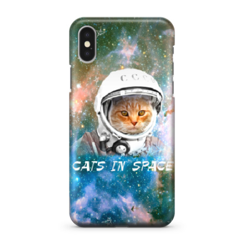 Чехол для iPhone X котейка космонавт