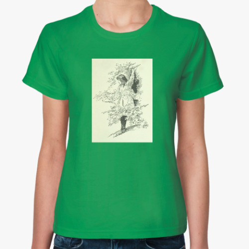 Женская футболка Девушка в листьях (винтаж)