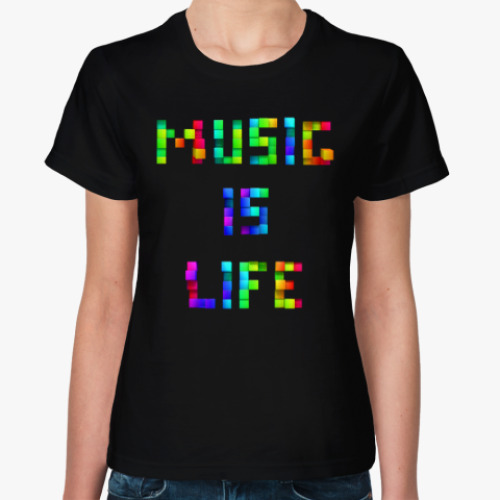 Женская футболка music is life