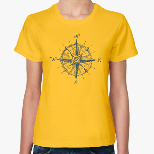 Женская футболка Море винтаж компас