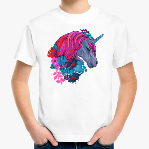 Детская футболка Единорог в цветах