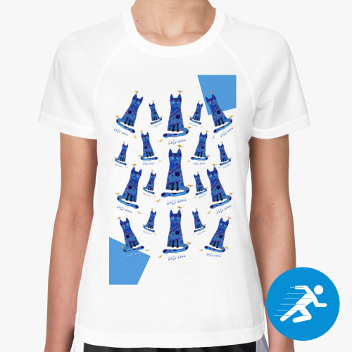Женская спортивная футболка Синие котики