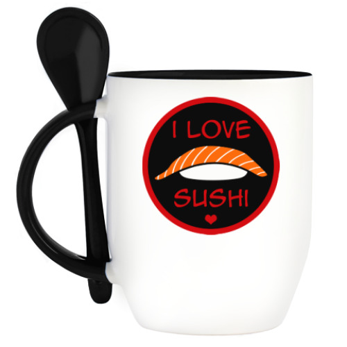 Кружка с ложкой Я люблю суши