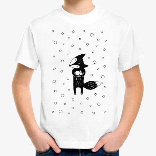 Детская футболка Лисенок и снегопад