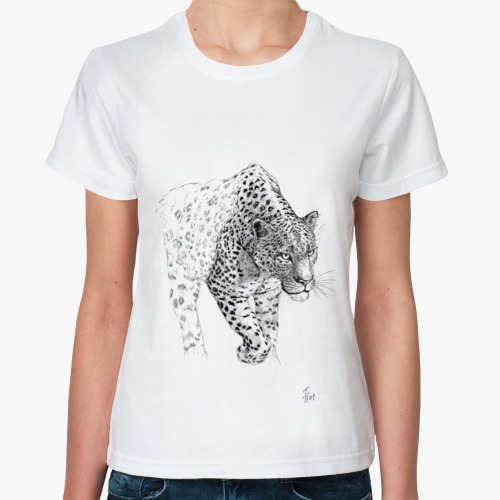 Классическая футболка Леопард. Пантера. Охотница.