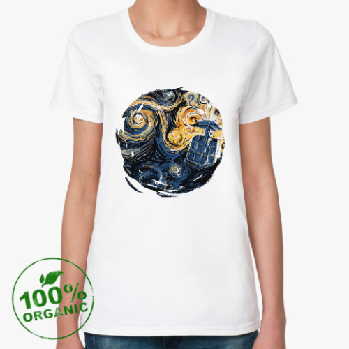 Женская футболка из органик-хлопка Тардис Ван Гог
