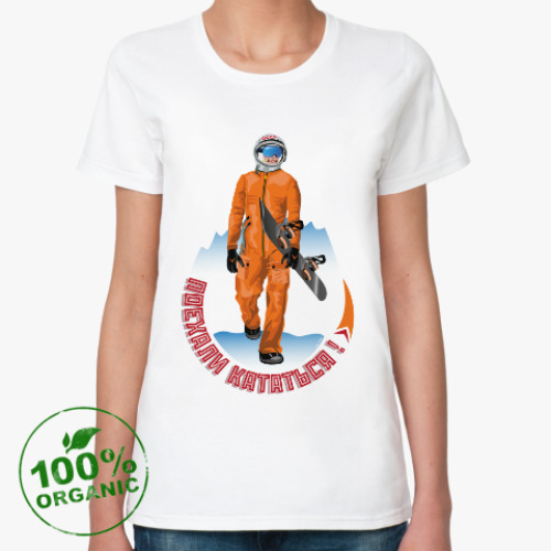 Женская футболка из органик-хлопка Гагарин сноубордист
