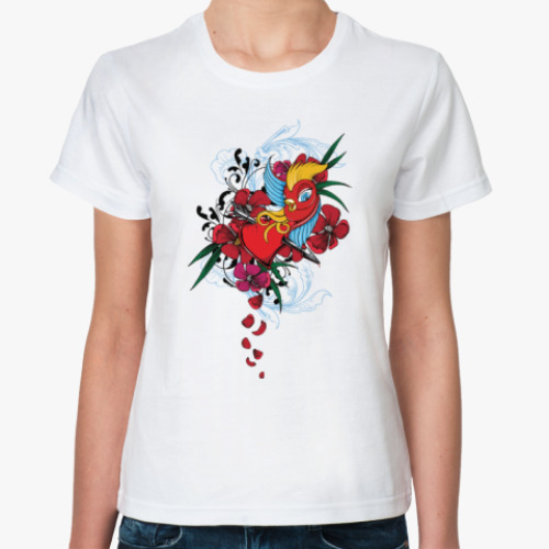 Классическая футболка Птичка и сердце со стрелой