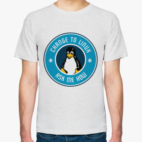 Футболка Change to Linux пингвин Tux