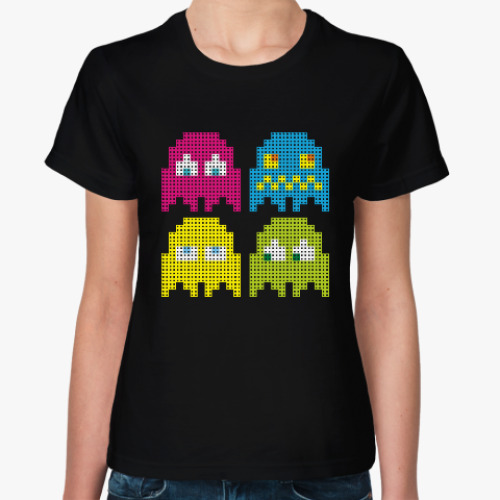 Женская футболка Pacman игра пиксели герои