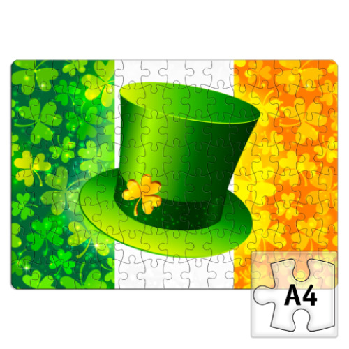 Пазл Зеленая шляпа+ирландский флаг