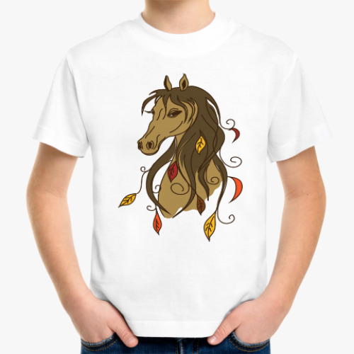 Детская футболка лошадь horse