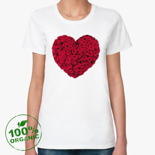 Женская футболка из органик-хлопка Сердце из роз