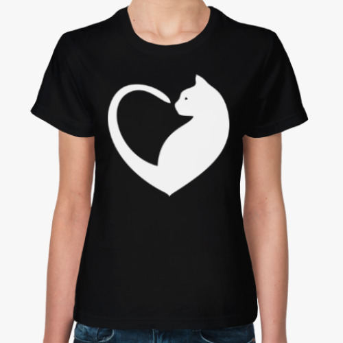 Женская футболка Сердце – кот