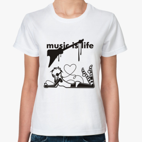 Классическая футболка music is life