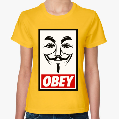Женская футболка Obey anonymous