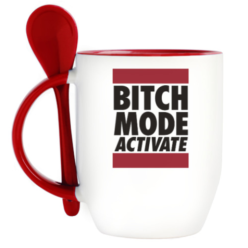 Кружка с ложкой Bitch Mode