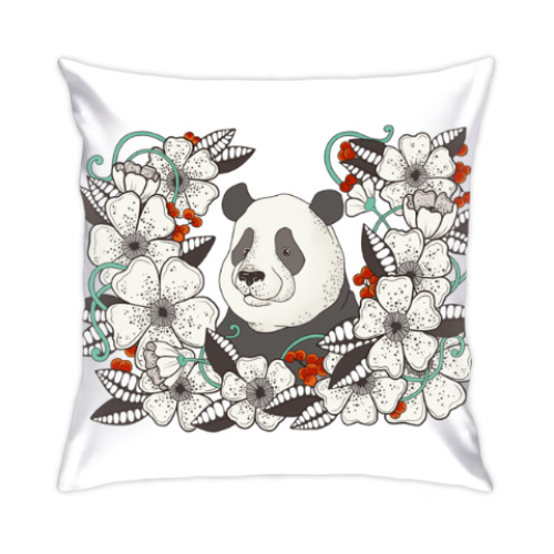 Подушка Панда в цветах