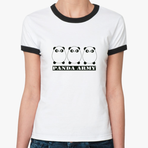 Женская футболка Ringer-T Panda army
