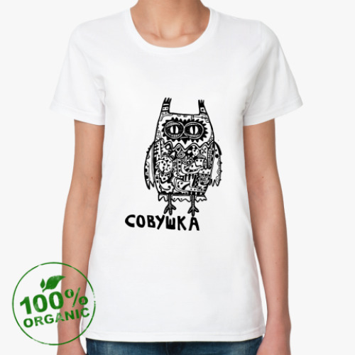Женская футболка из органик-хлопка Совушка