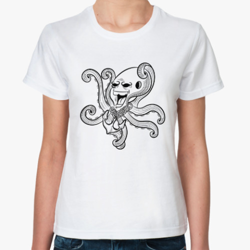 Классическая футболка Крутой осьминог, гроза морей и океанов
