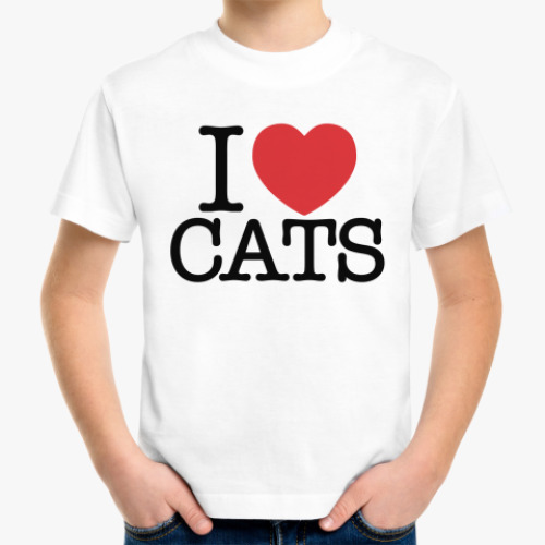 Детская футболка i love cats!