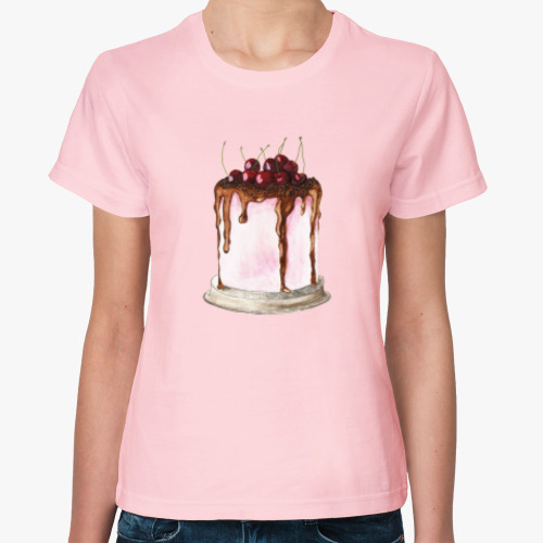 Женская футболка вишневый торт