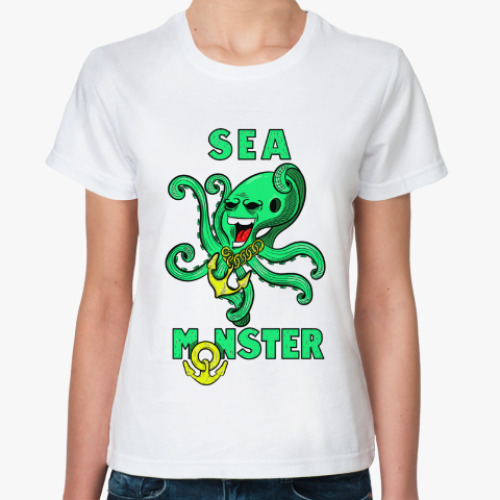 Классическая футболка Крутой осьминог , гроза морей и океанов.