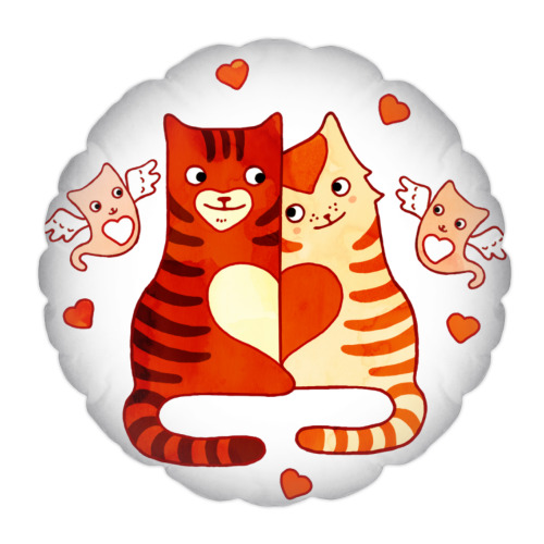 Подушка Влюбленные кот и кошка