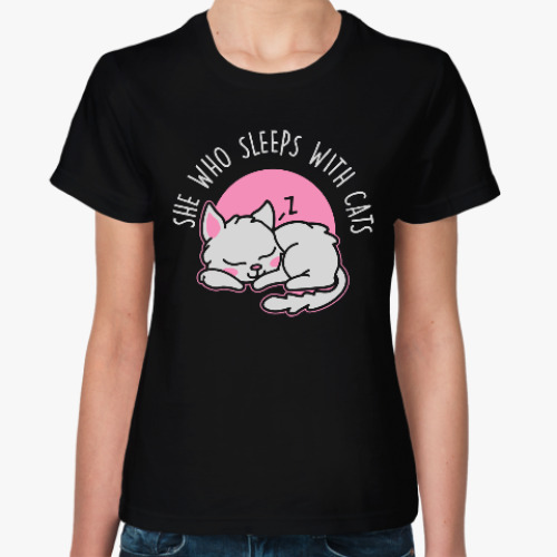 Женская футболка Сплю с котами
