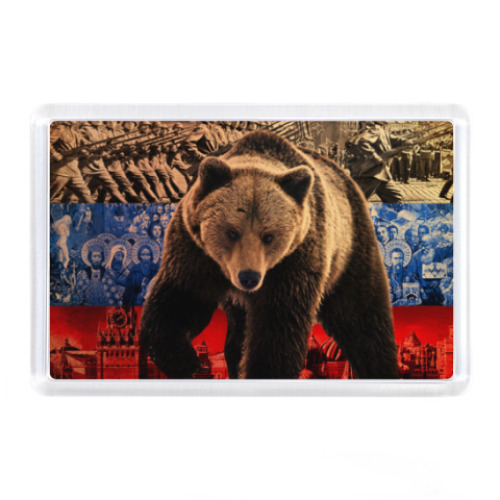 Магнит Медведь и флаг России