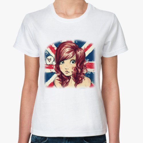 Классическая футболка British flag & girl