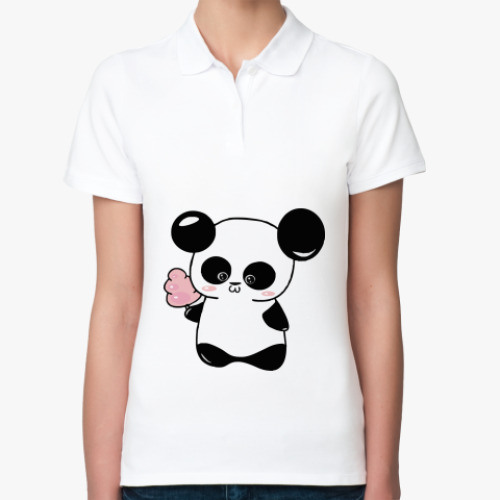 Женская рубашка поло (печать) Cute panda