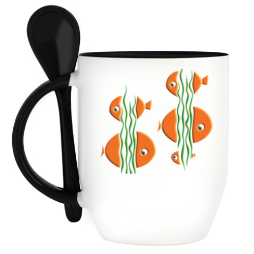 Кружка с ложкой рыбы/fish
