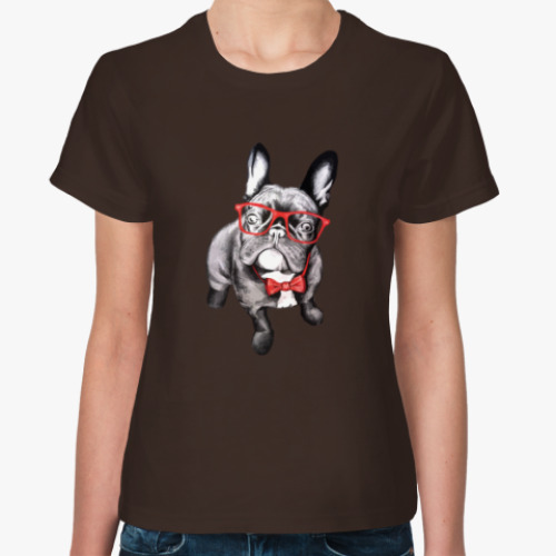 Женская футболка Dog with bowtie